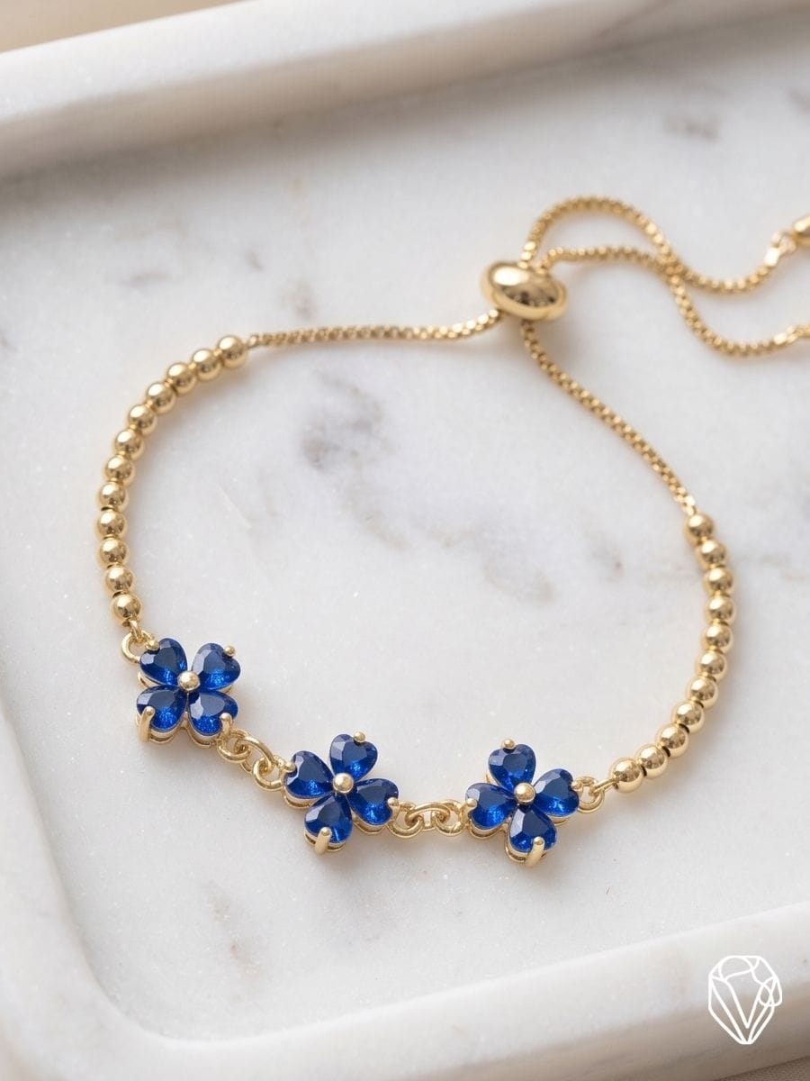 Pulsera Trébol Azul — Oro Laminado Americano | Varelis