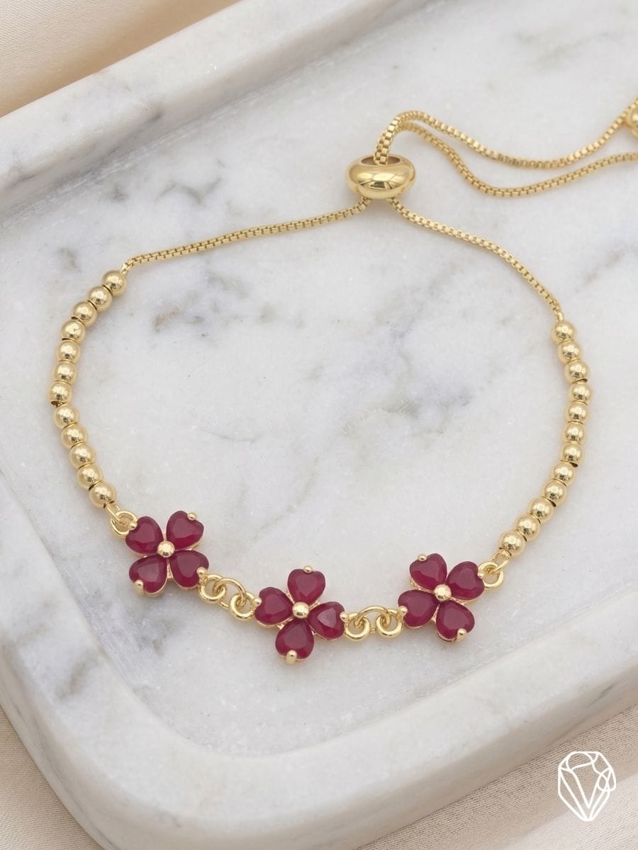 Pulsera Trébol Rojo — Oro Laminado Americano | Varelis