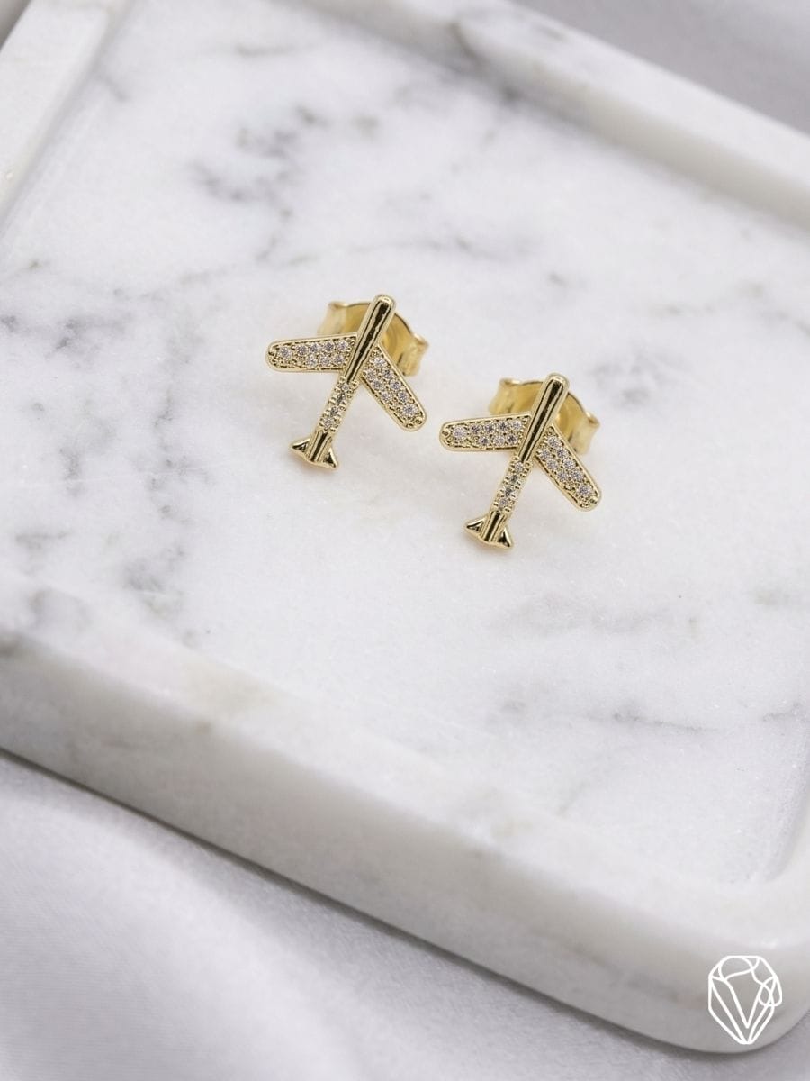 Aretes Avión — Oro Laminado Americano | Varelis