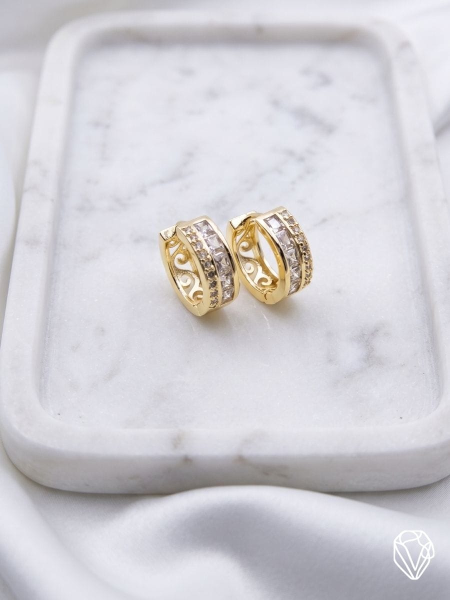 Aretes Argolla Filigrana — Oro Laminado Americano | Varelis