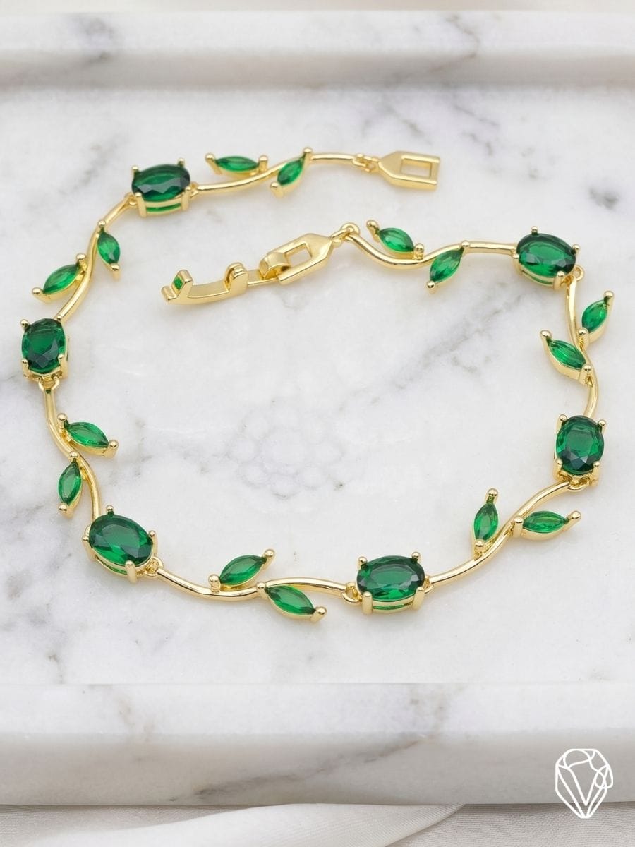 Pulsera Enredadera Verde — Oro Laminado Americano | Varelis Joyería
