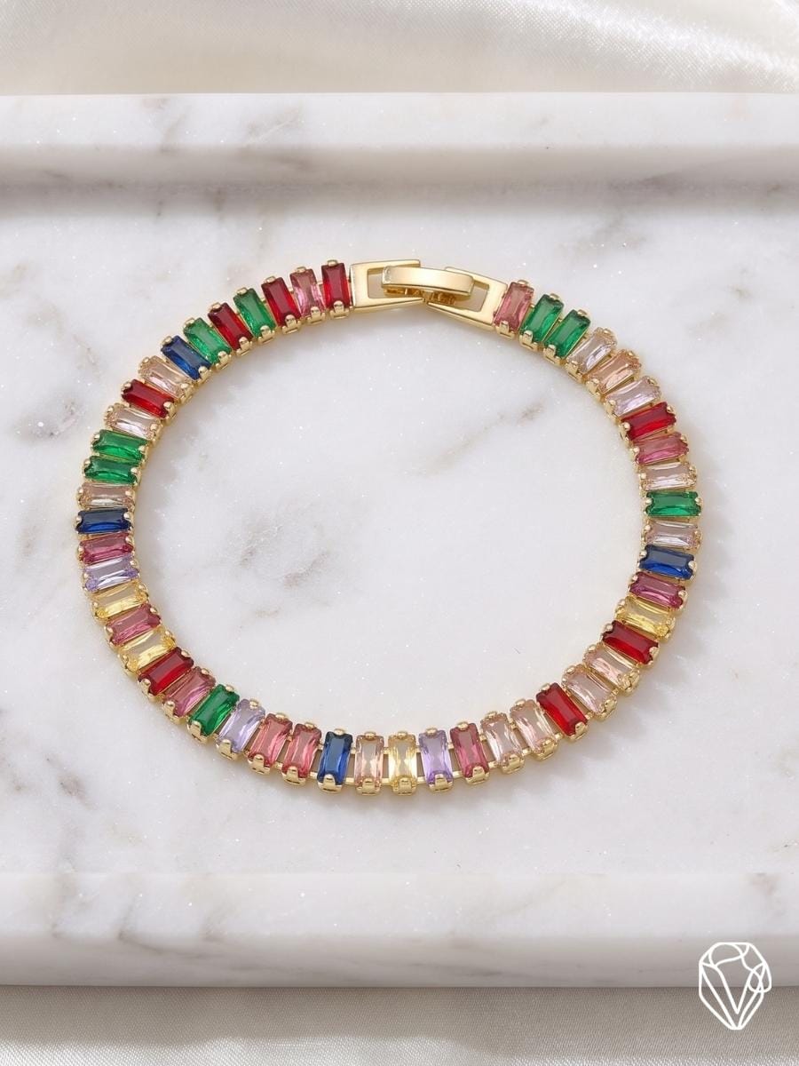Pulsera Tennis Arcoíris — Oro Laminado Americano | Varelis Joyería
