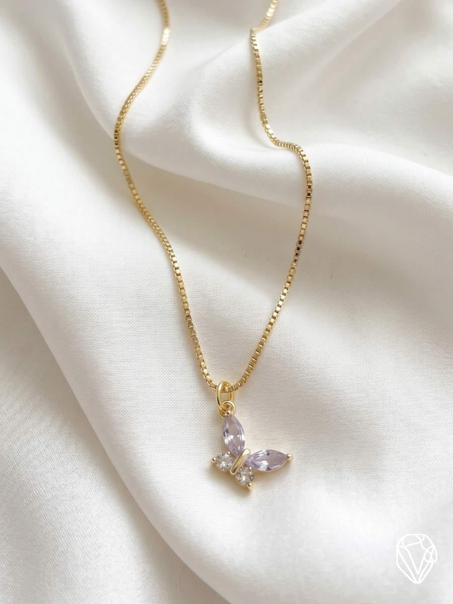 Dije Mariposa Cristal — Oro Laminado Americano | Varelis