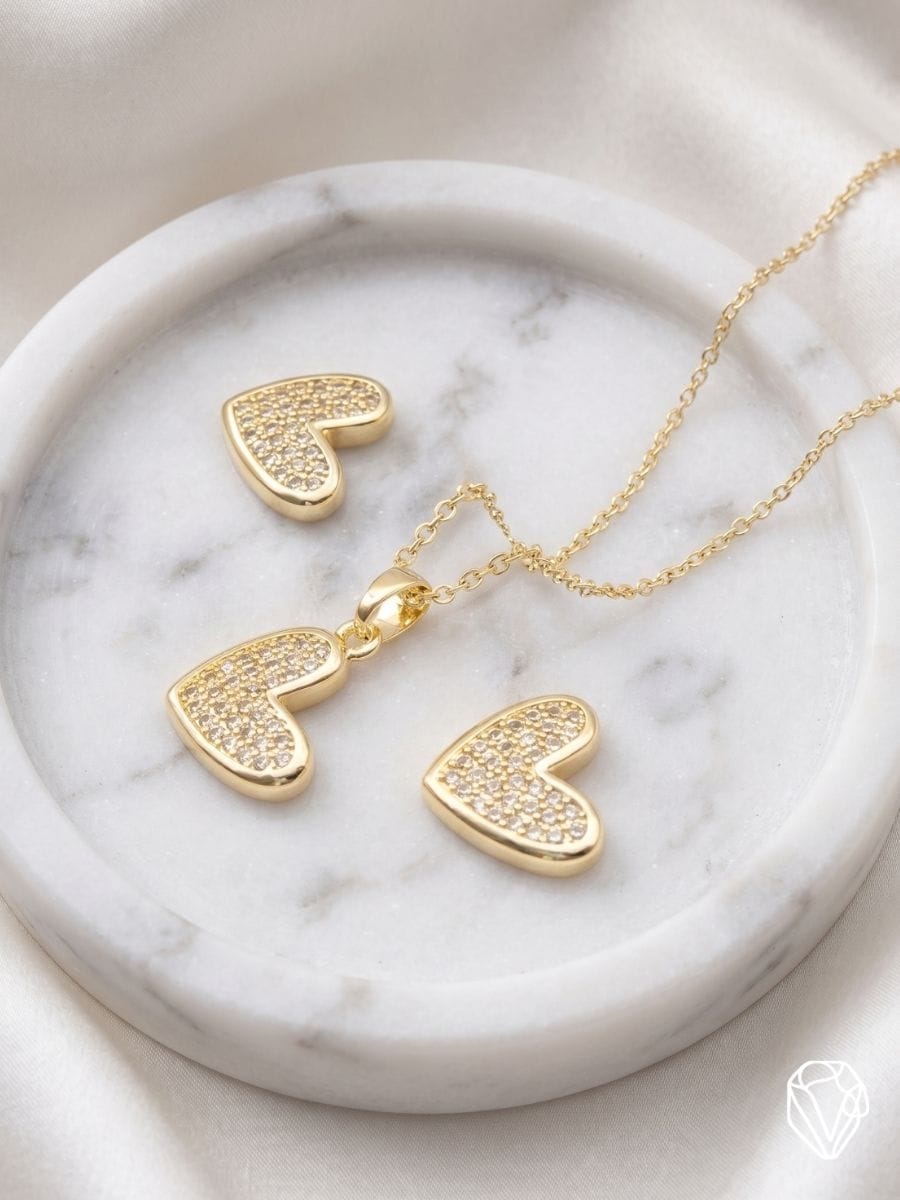 Set Corazón "Classic Glow" — Oro Laminado Americano | Varelis Joyería